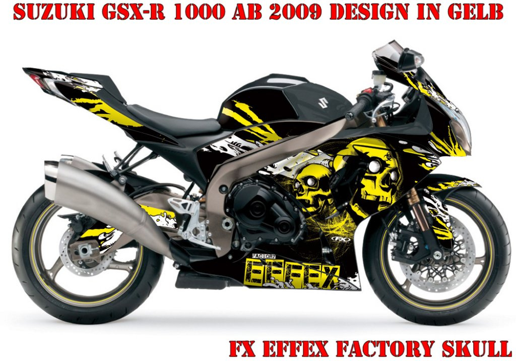 Example picture for thr colors, Skull Yellow for Suzuki GSX-R 1000 2009-2016
